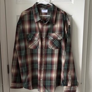 Old Navy Plaid Button-Down Shirt in Brown and Green Tones